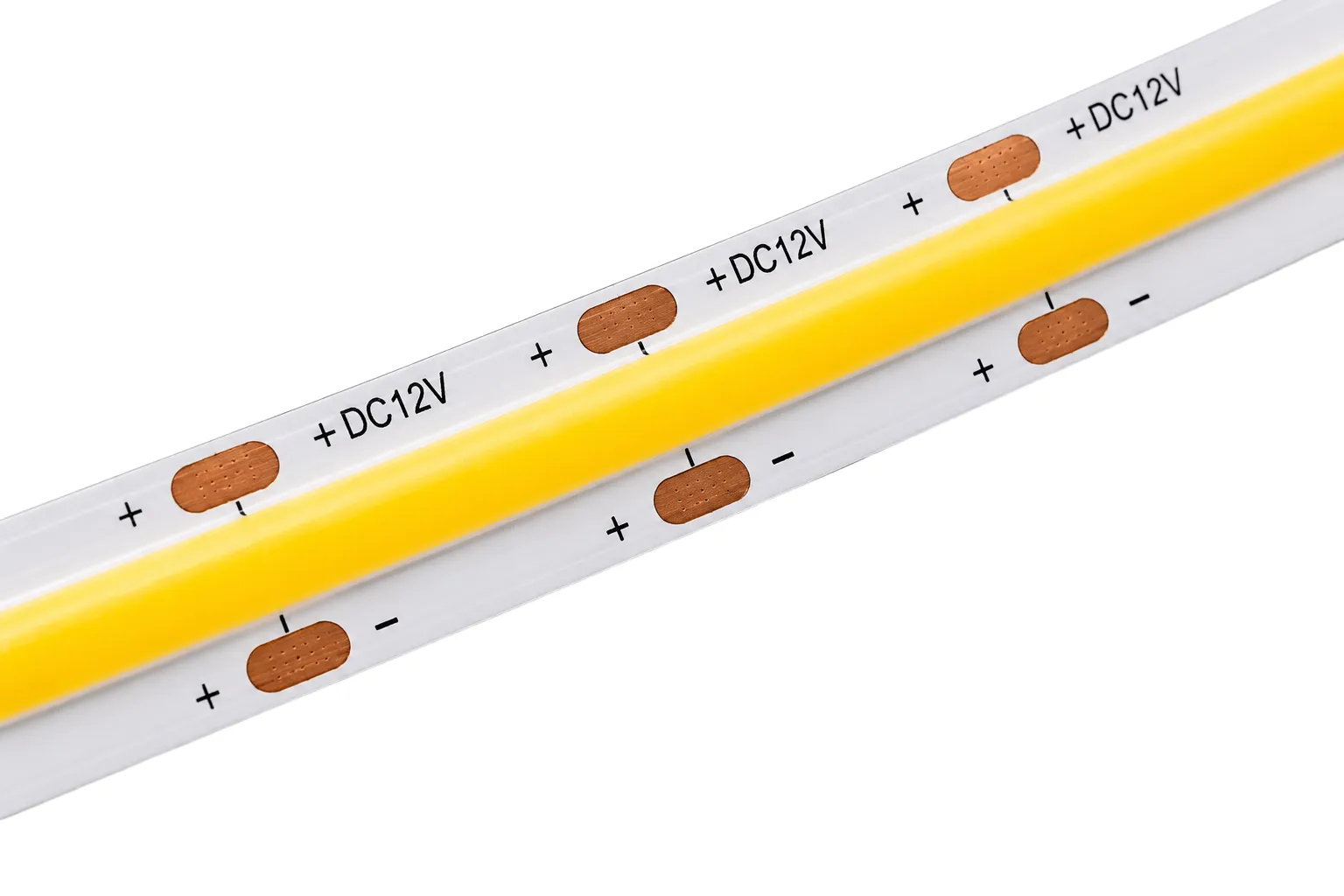 COB LED pásek 12V detail — 480 SMD 2835 čipů/m, souvislý světelný tok, šířka 8mm